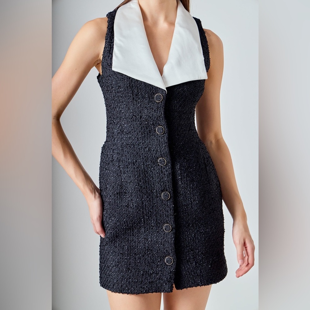 Nwt‎ black endless rose Anthropologie sleeveless tweed dress nwt - Picture 4 of 17